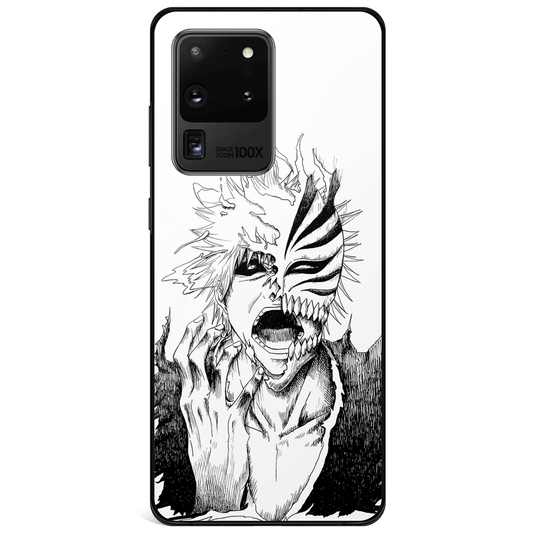 Bleach Hollowfied Ichigo Sketch Tempered Glass Samsung Phone Case-Phone Case-Monkey Ninja-Galaxy S9-Monkey Ninja