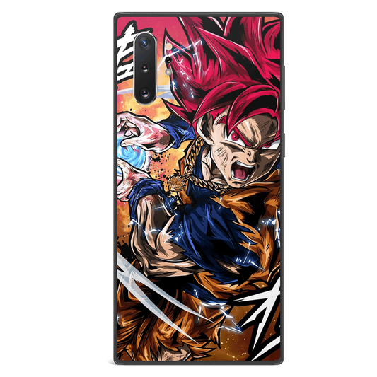 Dragon Ball Red Hair Goku Tempered Glass Samsung Case-Phone Case-Monkey Ninja-Galaxy S9-Monkey Ninja