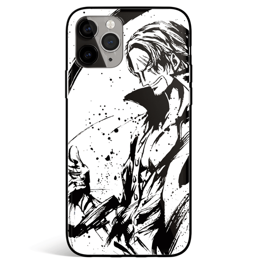 One Piece Ink Painting Shanks Tempered Glass Soft Silicone iPhone Case-Phone Case-Monkey Ninja-iPhone X/XS-Tempered Glass-Monkey Ninja