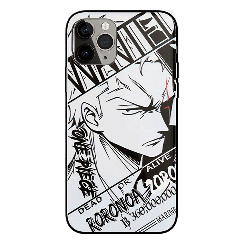 One Piece Zoro Luffy Ace Sanji Nami Characters Sketch Tempered Glass iPhone Case - 5 Styles-Phone Case-Monkey Ninja-iPhone XR-Zoro-Tempered Glass-Monkey Ninja