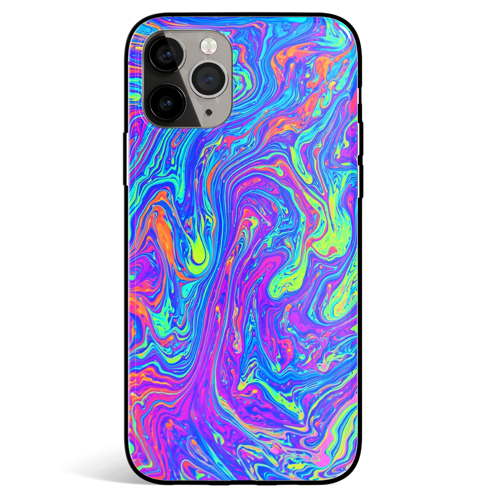 Colors Splash iPhone Tempered Glass Soft Silicone Phone Case-Feature Print Phone Case-Monkey Ninja-iPhone X/XS-Tempered Glass-Monkey Ninja
