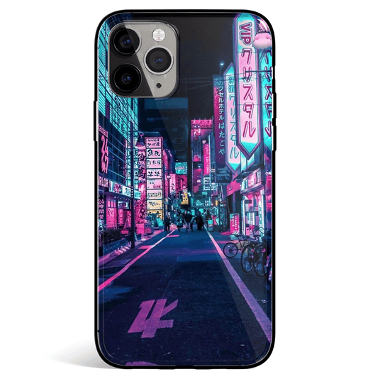 Neon Wonderland Tokyo iPhone Tempered Glass Soft Silicone Phone Case-Feature Print Phone Case-Monkey Ninja-iPhone X/XS-Tempered Glass-Monkey Ninja