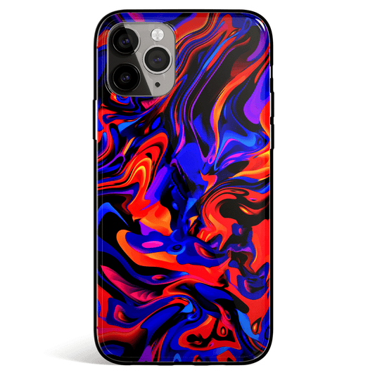 Neon Fluid Art Print iPhone Tempered Glass Soft Silicone Phone Case-Feature Print Phone Case-Monkey Ninja-iPhone X/XS-Tempered Glass-Monkey Ninja