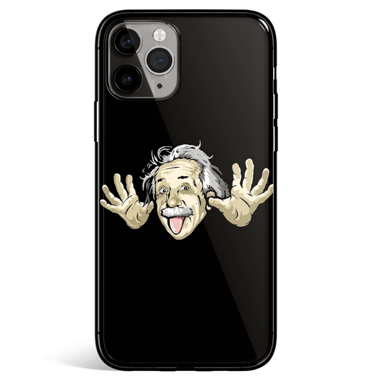 Einstein Cute iPhone Tempered Glass Soft Silicone Phone Case-Feature Print Phone Case-Monkey Ninja-iPhone X/XS-Tempered Glass-Monkey Ninja
