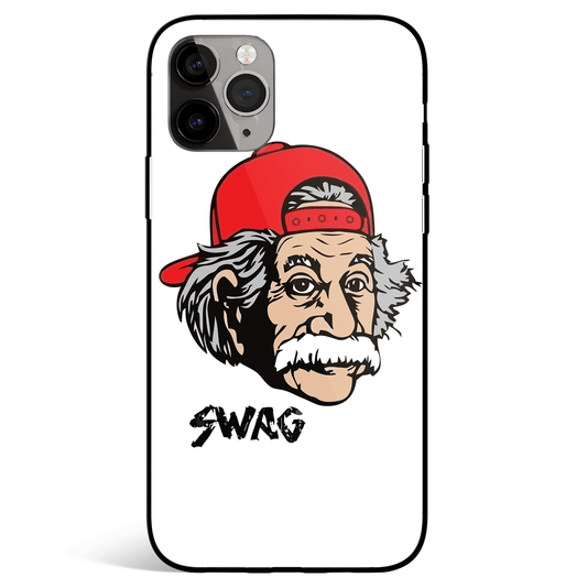 Swag Einstein iPhone Tempered Glass Soft Silicone Phone Case-Feature Print Phone Case-Monkey Ninja-iPhone X/XS-Tempered Glass-Monkey Ninja