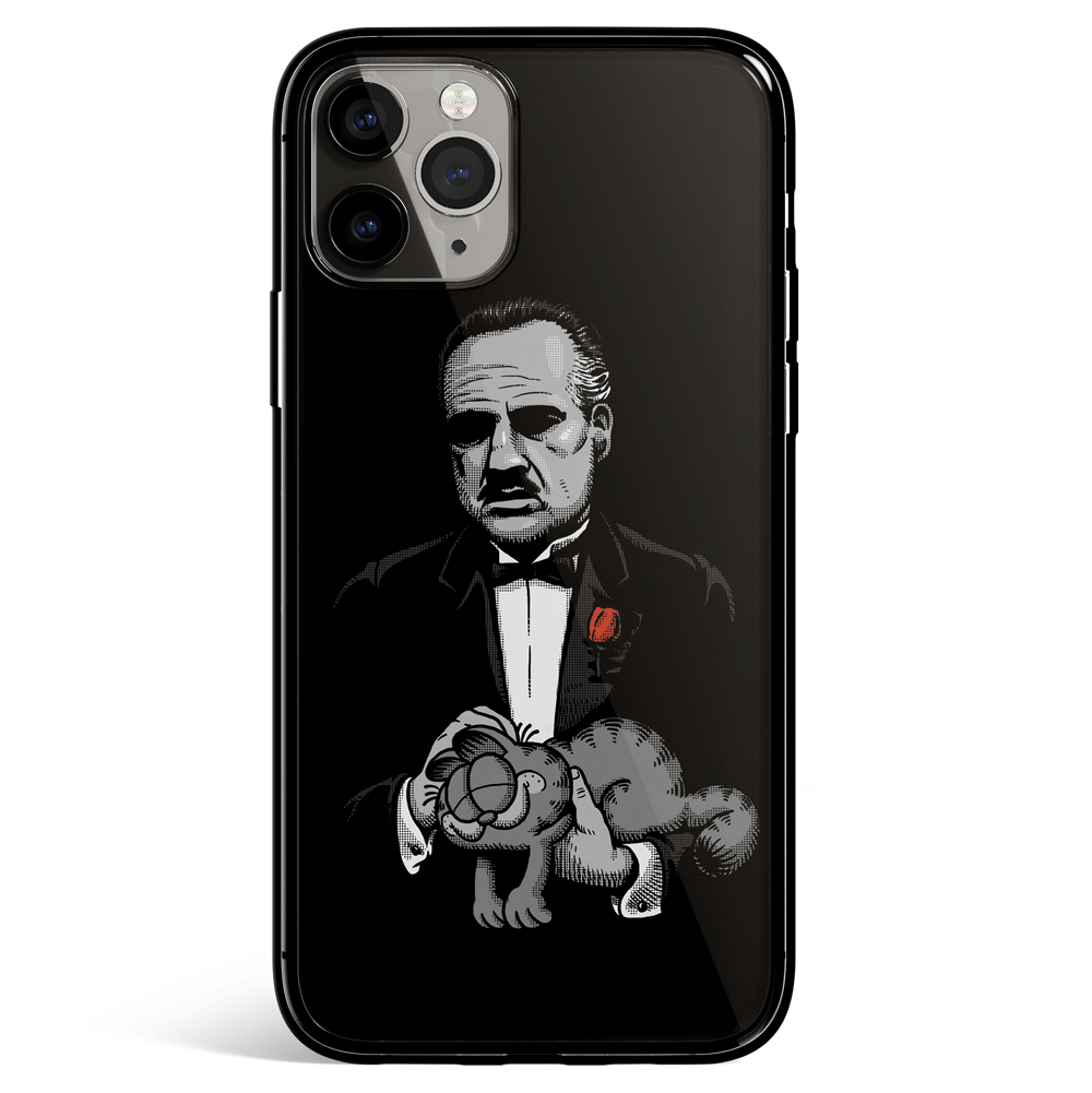 The Godfather and Garfield iPhone Tempered Glass Soft Silicone Phone Case-Feature Print Phone Case-Monkey Ninja-iPhone X/XS-Tempered Glass-Monkey Ninja