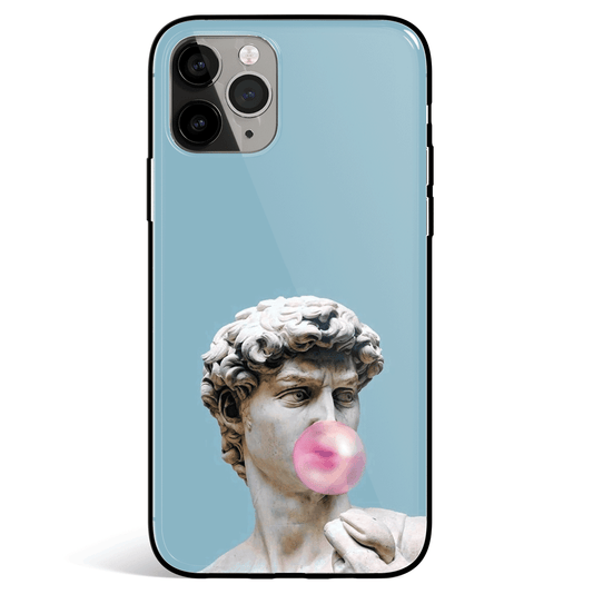 David Eating Gum iPhone Tempered Glass Soft Silicone Phone Case-Feature Print Phone Case-Monkey Ninja-iPhone X/XS-Tempered Glass-Monkey Ninja