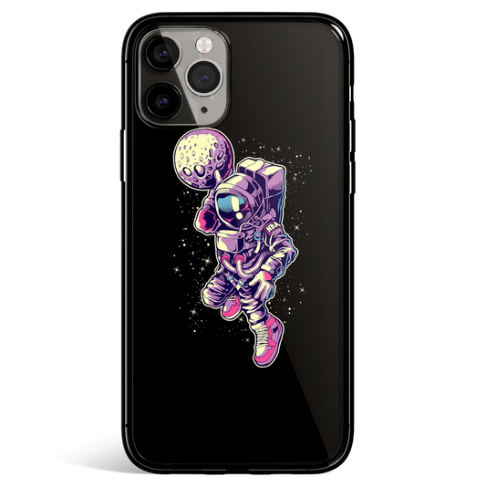 Astro Dunk Moon iPhone Tempered Glass Soft Silicone Phone Case-Feature Print Phone Case-Monkey Ninja-iPhone X/XS-Tempered Glass-Monkey Ninja