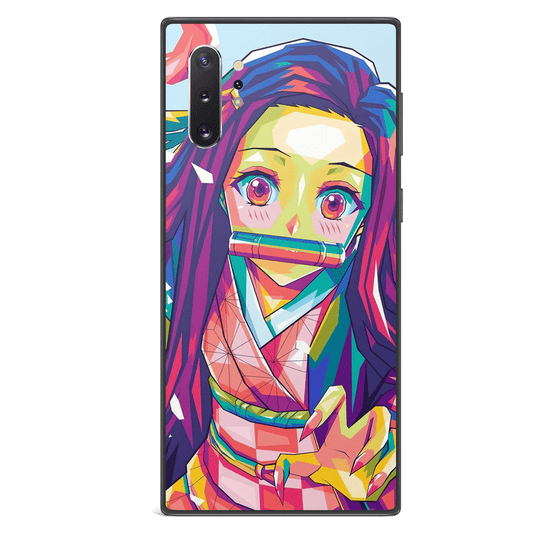 Demon Slayer Colorful Nezuko Tempered Glass Samsung Phone Case-Phone Case-Monkey Ninja-Monkey Ninja