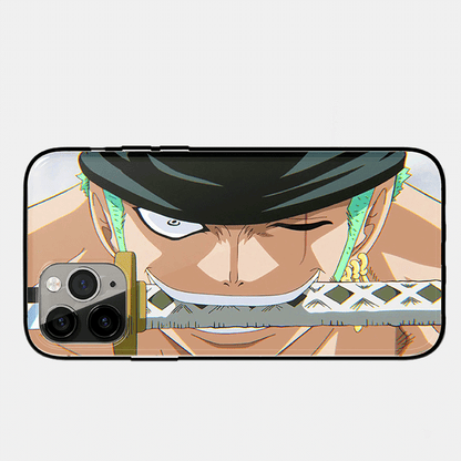 One Piece Roronoa Zoro Three Swords Style Tempered Glass Soft Silicone Phone Case-Phone Case-Monkey Ninja-iPhone XR-B-Tempered Glass-Monkey Ninja