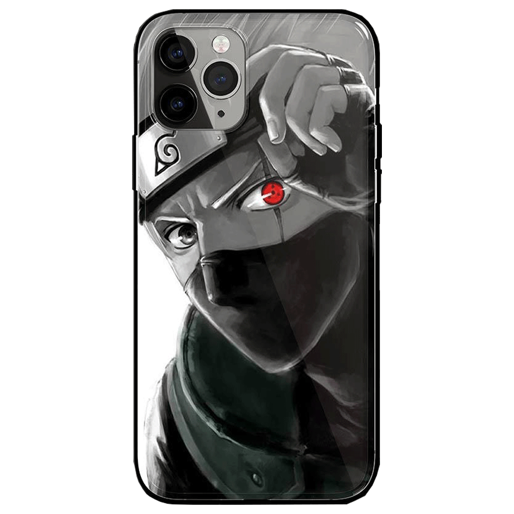 Kakashi Sharingan Put Headband Up Tempered Glass Soft Silicone iPhone Case-Phone Case-Monkey Ninja-iPhone XR-Tempered Glass-Monkey Ninja
