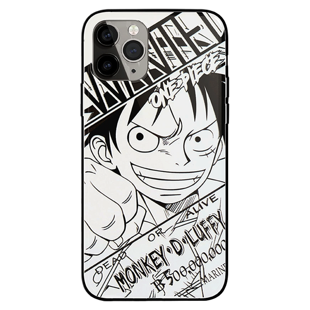 One Piece Zoro Luffy Ace Sanji Nami Characters Sketch Tempered Glass iPhone Case - 5 Styles-Phone Case-Monkey Ninja-iPhone XR-Luffy-Tempered Glass-Monkey Ninja