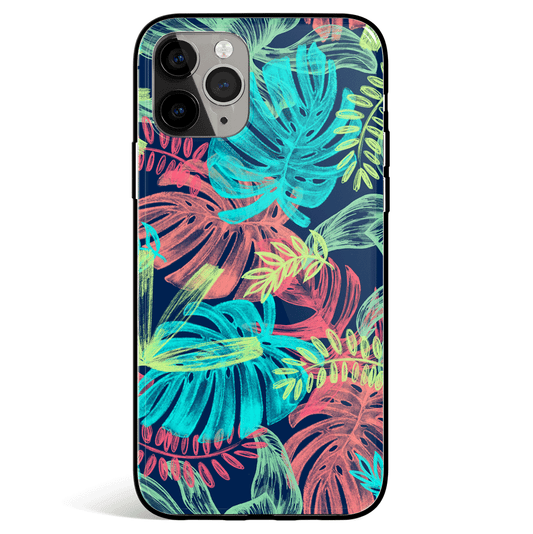 Floral Jounery iPhone Tempered Glass Soft Silicone Phone Case-Feature Print Phone Case-Monkey Ninja-iPhone X/XS-Tempered Glass-Monkey Ninja