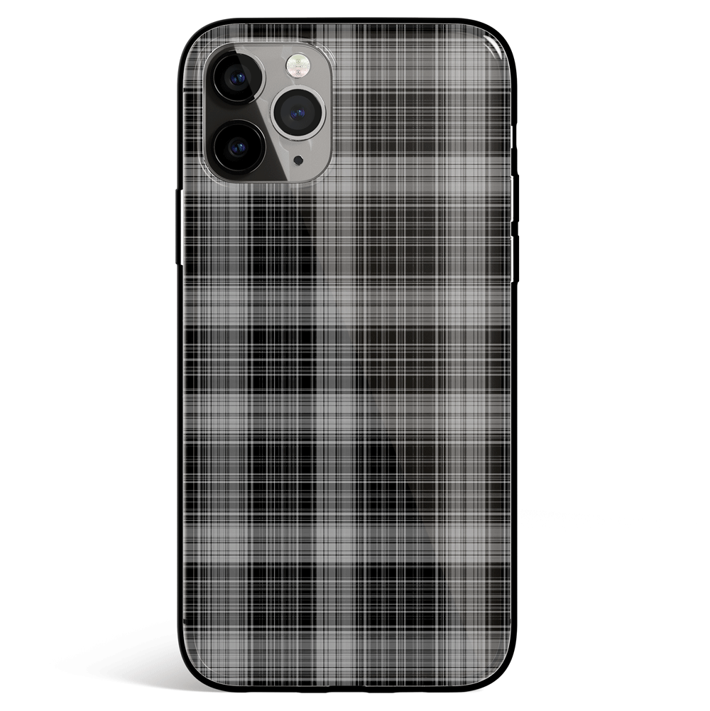 Black and White Check iPhone Tempered Glass Phone Case