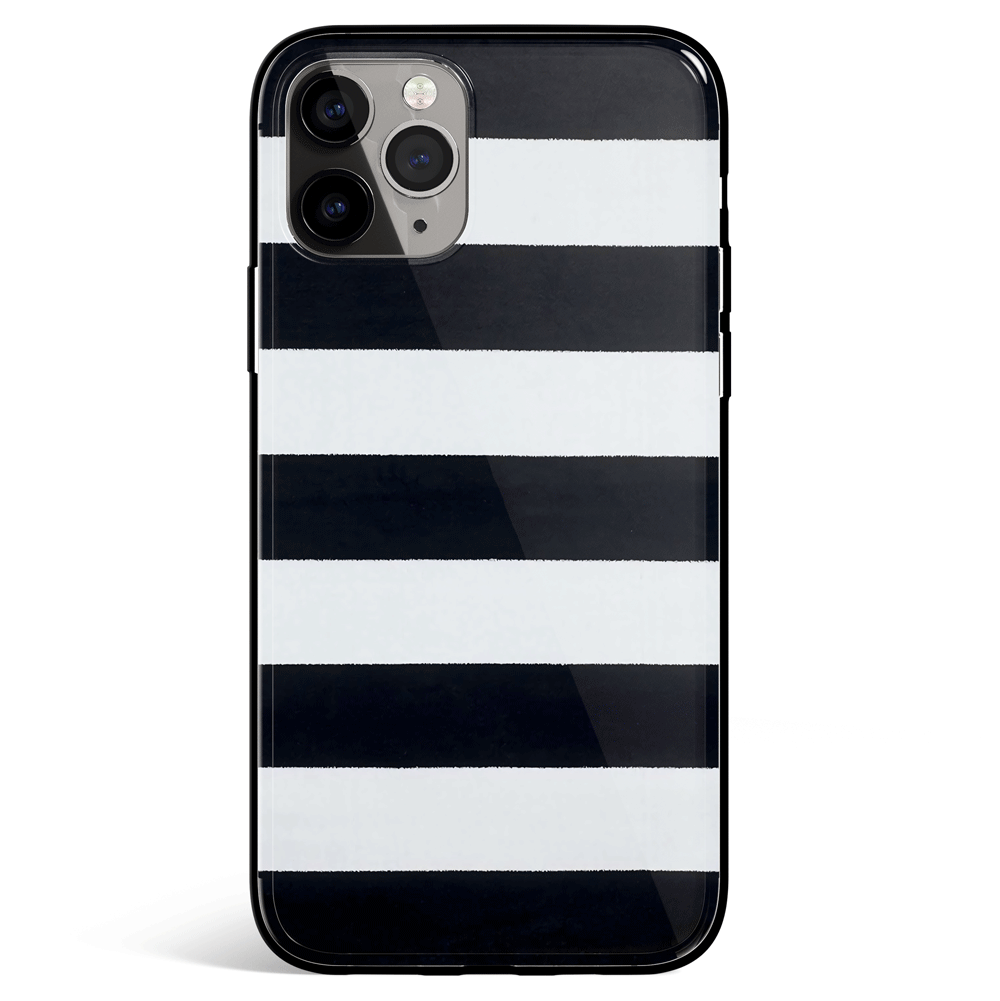 Black and White Stripes iPhone Tempered Glass Phone Case