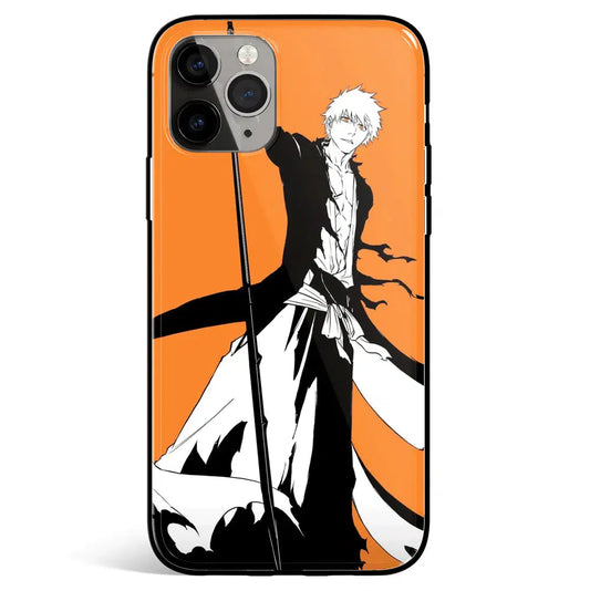 Bleach TYBWA Orange Background Tempered Glass Soft Silicone iPhone Case-Phone Case-Monkey Ninja-iPhone X/XS-Tempered Glass-Monkey Ninja