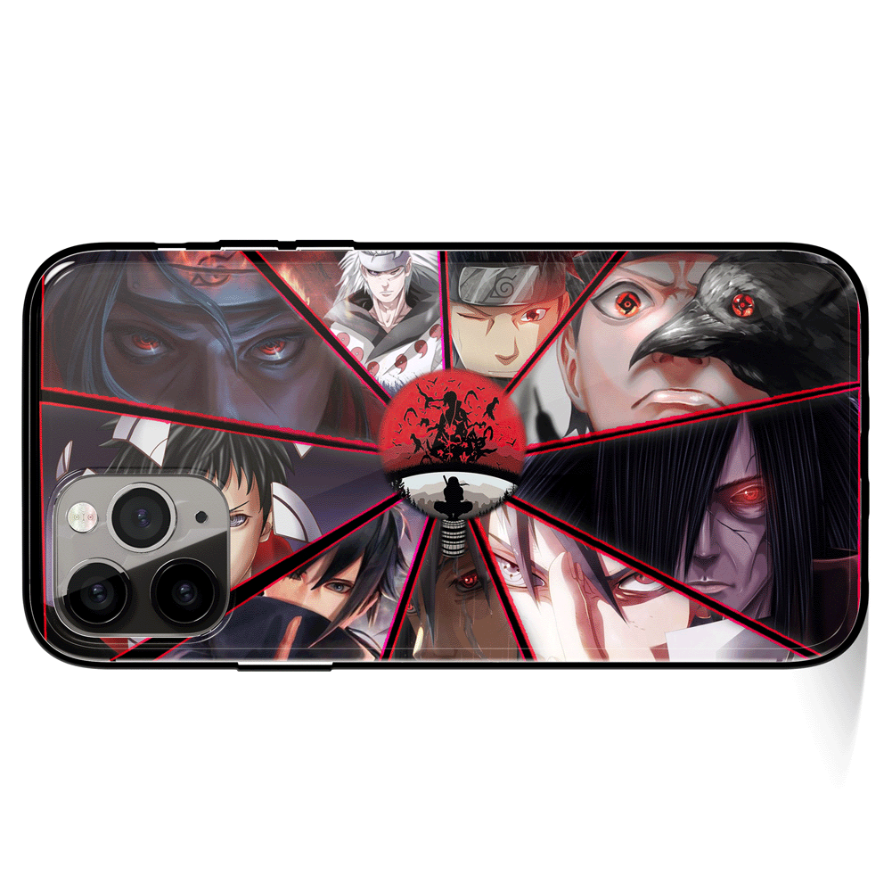 Naruto Uchiha Clan Sharingan Tempered Glass Soft Silicone iPhone Case