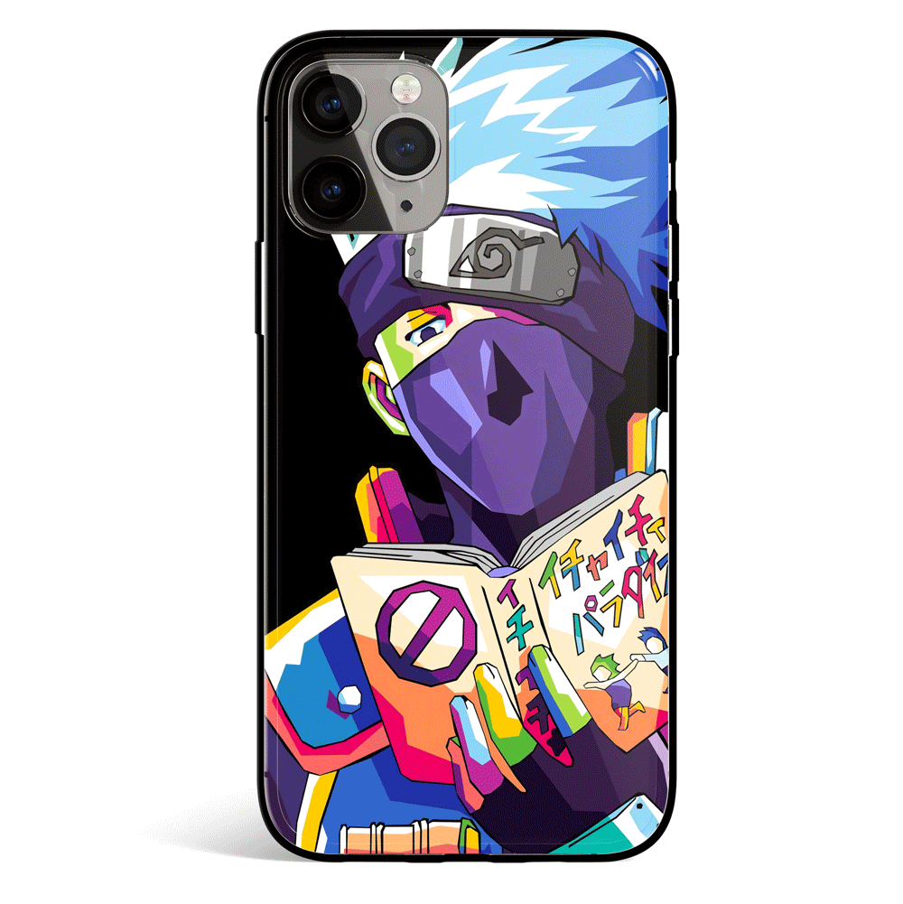 Naruto Colorful Kakashi Reading Icha Icha Glass iPhone Case