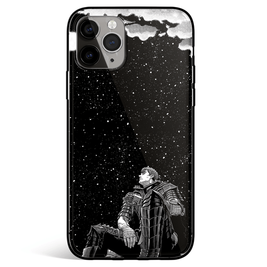 Berserk Guts Looking at the Galaxy Tempered Glass Soft Silicone iPhone Case