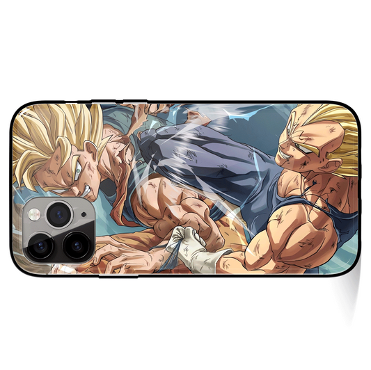 Dragon Ball Vegeta vs Goku Tempered Glass Soft Silicone iPhone Case-Phone Case-Monkey Ninja-iPhone X/XS-Tempered Glass-Monkey Ninja
