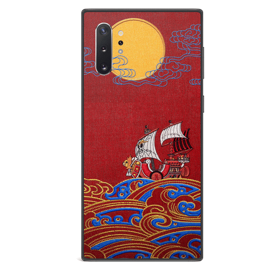 One Piece Thousand Sunny Embroidery Tempered Glass Samsung Galaxy Phone Case-Phone Case-Monkey Ninja-Galaxy S9-Monkey Ninja