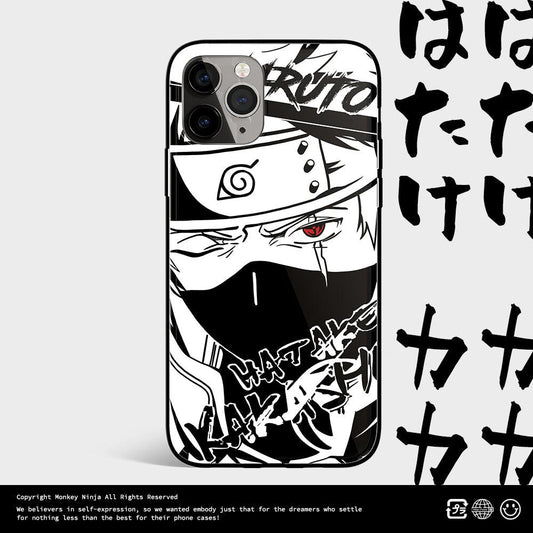 Naruto Characters Sketch Tempered Glass iPhone Case- Naruto Itachi Kakashi-Phone Case-Monkey Ninja-iPhone X/XS-Naruto-Tempered Glass-Monkey Ninja