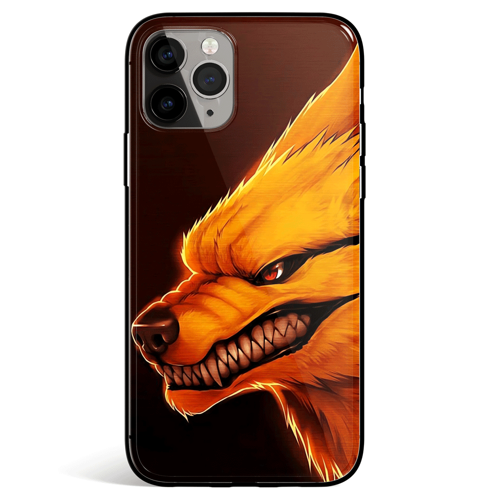 Naruto Kurama Profile Tempered Glass Soft Silicone iPhone Case