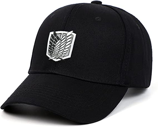 Attack on Tian Scout Regiment Wings of Freedom Embroidered Adjustable Symbol Structured Twill Cap-Clothing-Monkey Ninja-Black-Monkey Ninja