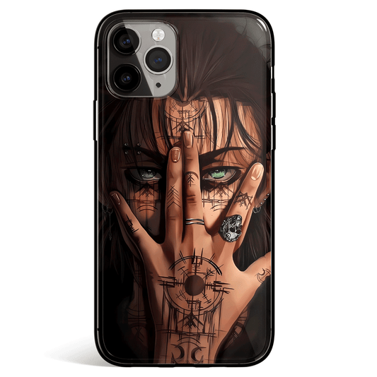 Attack On Titan Eren Street Style Tempered Glass Soft Silicone iPhone Case