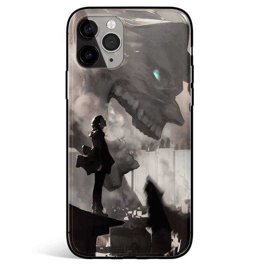 Attack On Titan Eren Sihouette Titan Tempered Glass Soft Silicone iPhone Case-Phone Case-Monkey Ninja-iPhone X/XS-Tempered Glass-Monkey Ninja