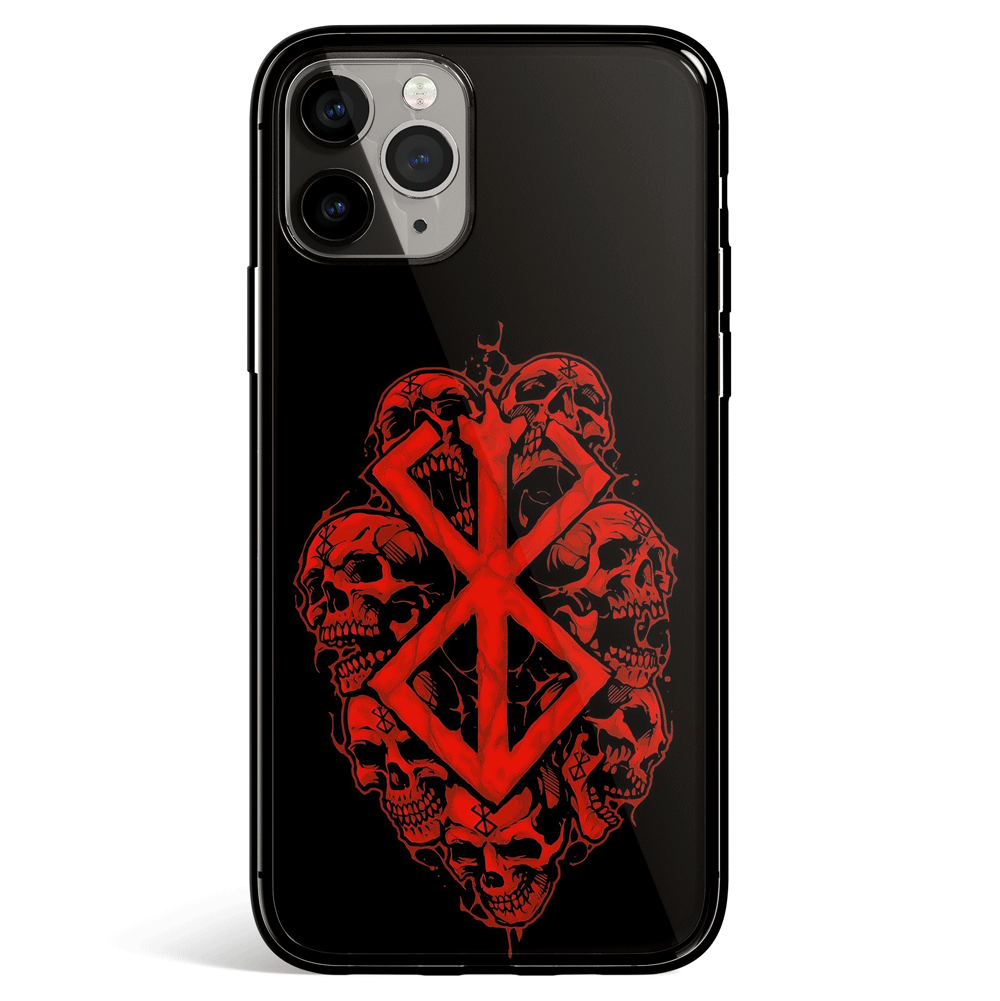 Berserk Brand of Sacrifice Skull Tempered Glass Soft Silicone iPhone Case-Phone Case-Monkey Ninja-iPhone X/XS-Tempered Glass-Monkey Ninja