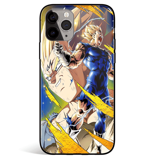 Dragon Ball Vegeta in Blue Suit Tempered Glass Soft Silicone iPhone Case-Phone Case-Monkey Ninja-iPhone X/XS-Tempered Glass-Monkey Ninja