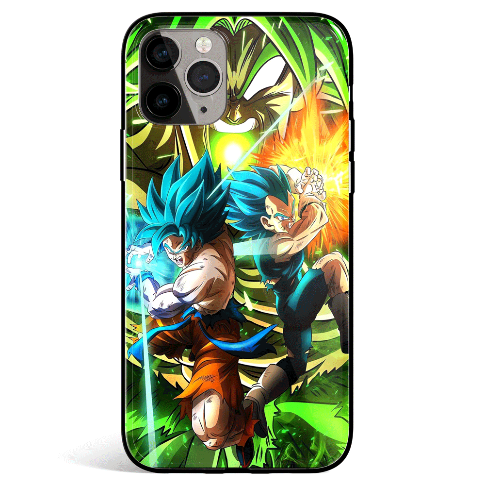 Dragon Ball Goku and Vegeta Kamehameha Tempered Glass Soft Silicone iPhone Case