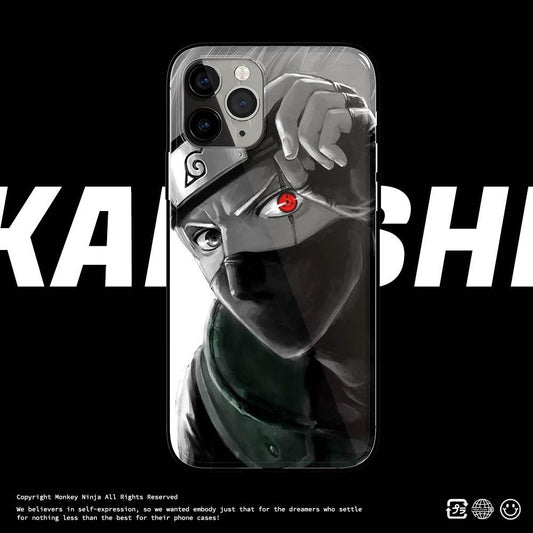 Kakashi Sharingan Put Headband Up Tempered Glass Soft Silicone iPhone Case-Phone Case-Monkey Ninja-iPhone X/XS-Tempered Glass-Monkey Ninja