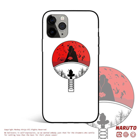 Uchiha Clans Crest Tempered Glass Soft Silicone iPhone Case - Two Styles-Phone Case-Monkey Ninja-iPhone X/XS-A-Tempered Glass-Monkey Ninja