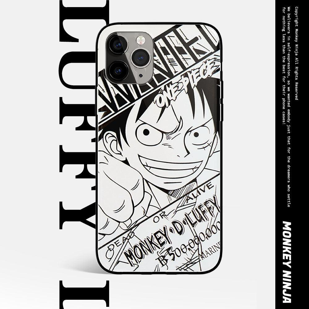 One Piece Zoro Luffy Ace Sanji Nami Characters Sketch Tempered Glass iPhone Case - 5 Styles