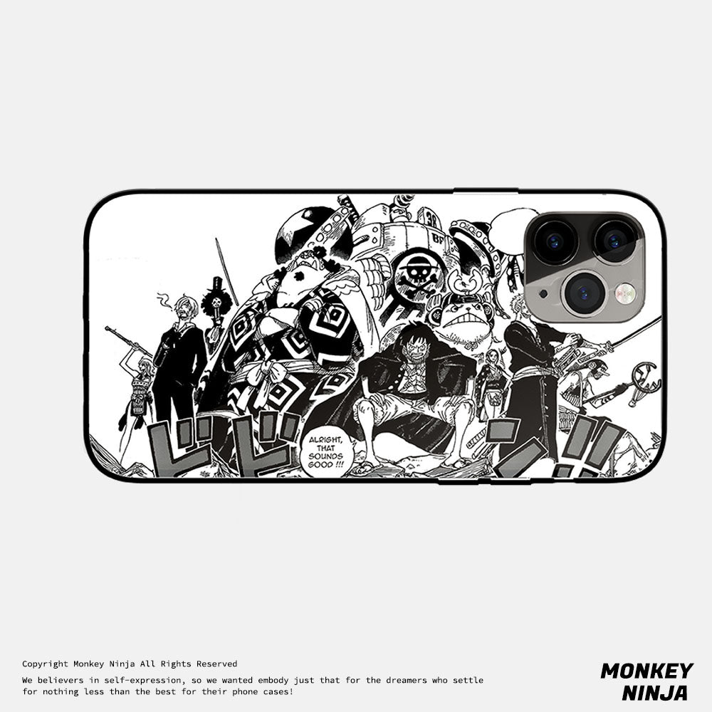 One Piece Anime Forever Friends Tempered Glass Soft Silicone Phone Case-Phone Case-Monkey Ninja-iPhone X/XS-A-Tempered Glass-Monkey Ninja