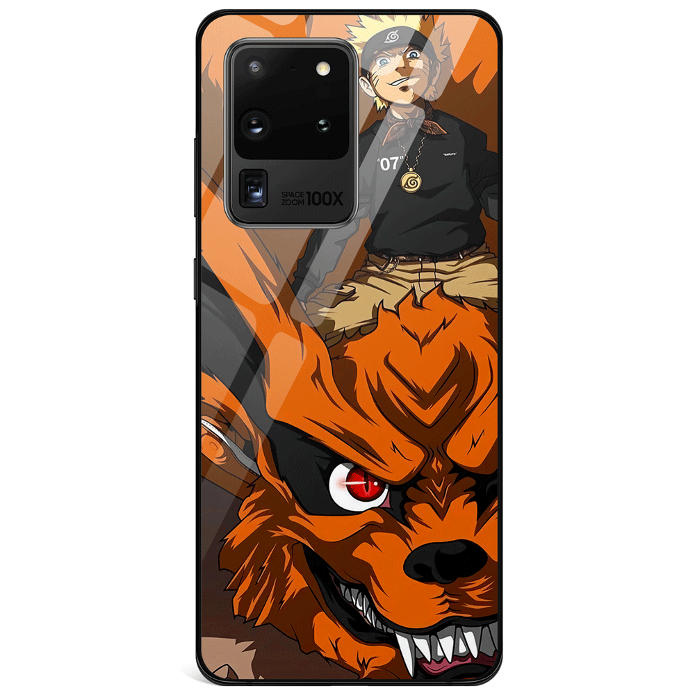 Naruto and Kurama Nine Tails Tempered Glass Samsung Case