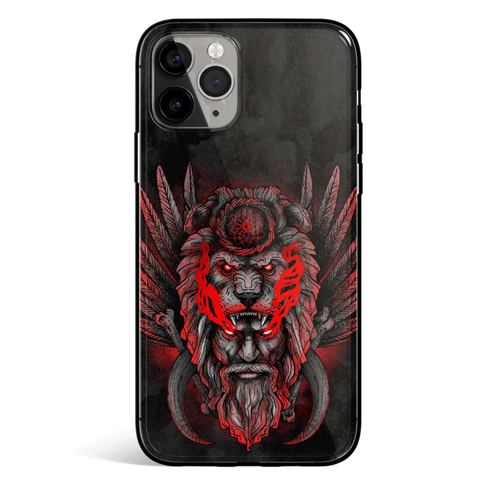 Lion Heargear Man iPhone Tempered Glass Soft Silicone Phone Case