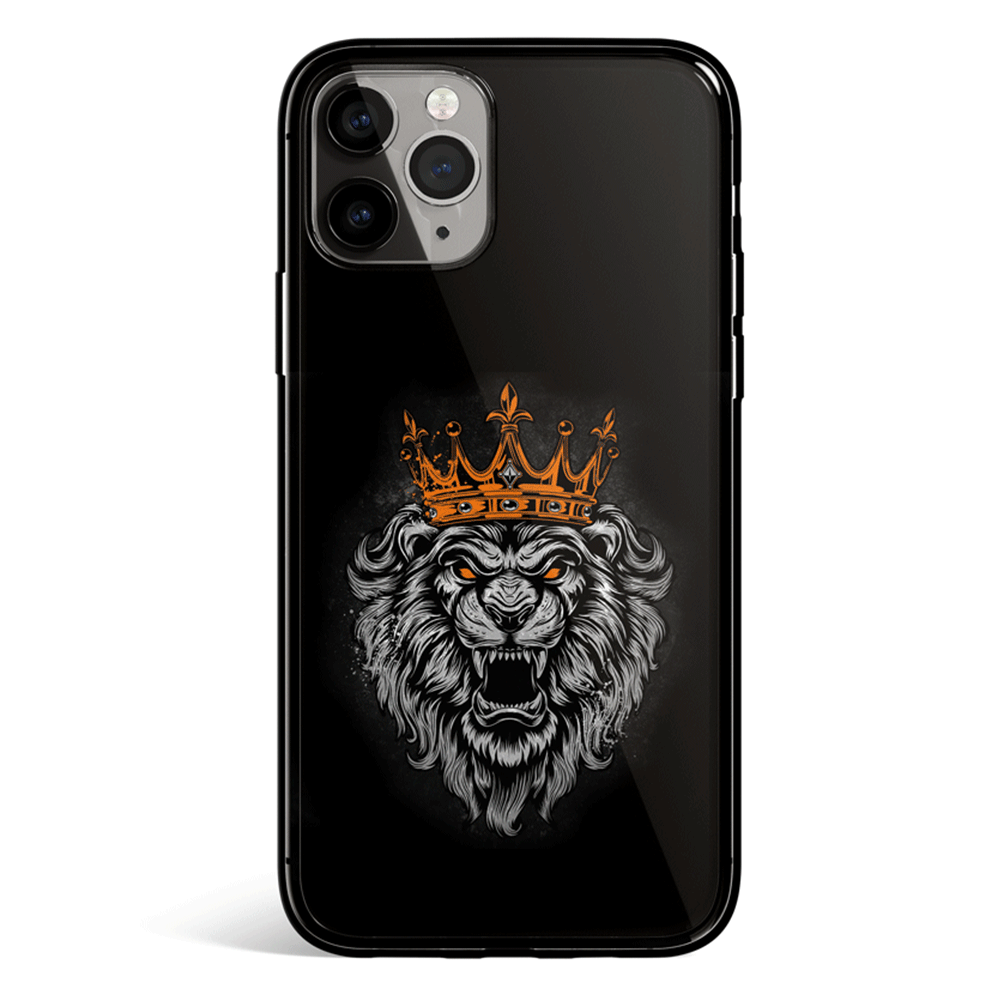 Lion and Crown iPhone Tempered Glass Soft Silicone Phone Case
