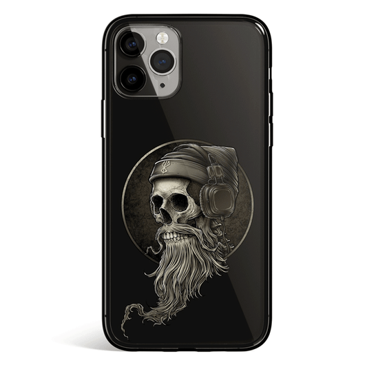 Hiphop Skull iPhone Tempered Glass Soft Silicone Phone Case-Feature Print Phone Case-Monkey Ninja-iPhone X/XS-Tempered Glass-Monkey Ninja