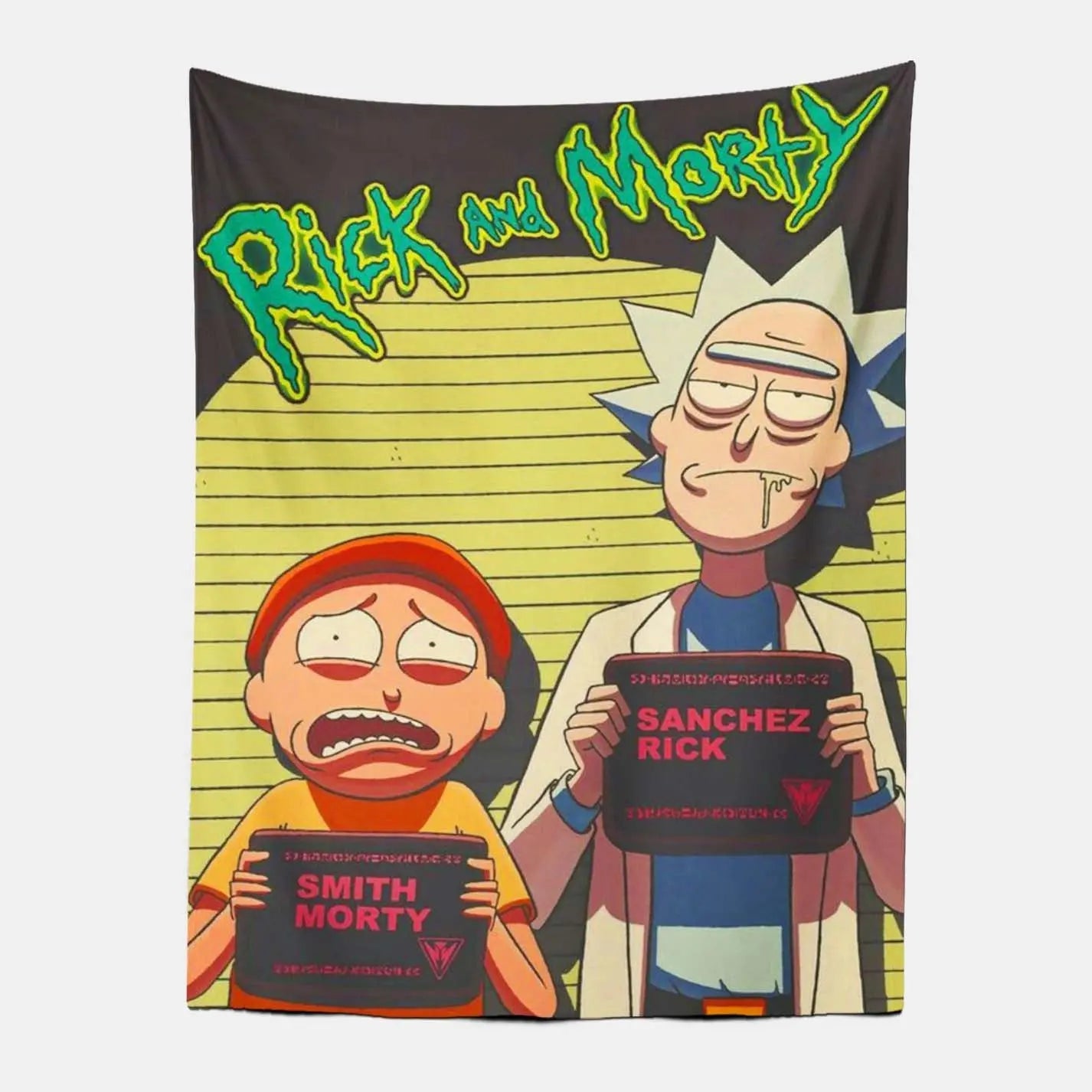 Anime Rick and Morty Mugshot Tapestry-Taspetry-Wallarts Lab-100cm  display picture 1