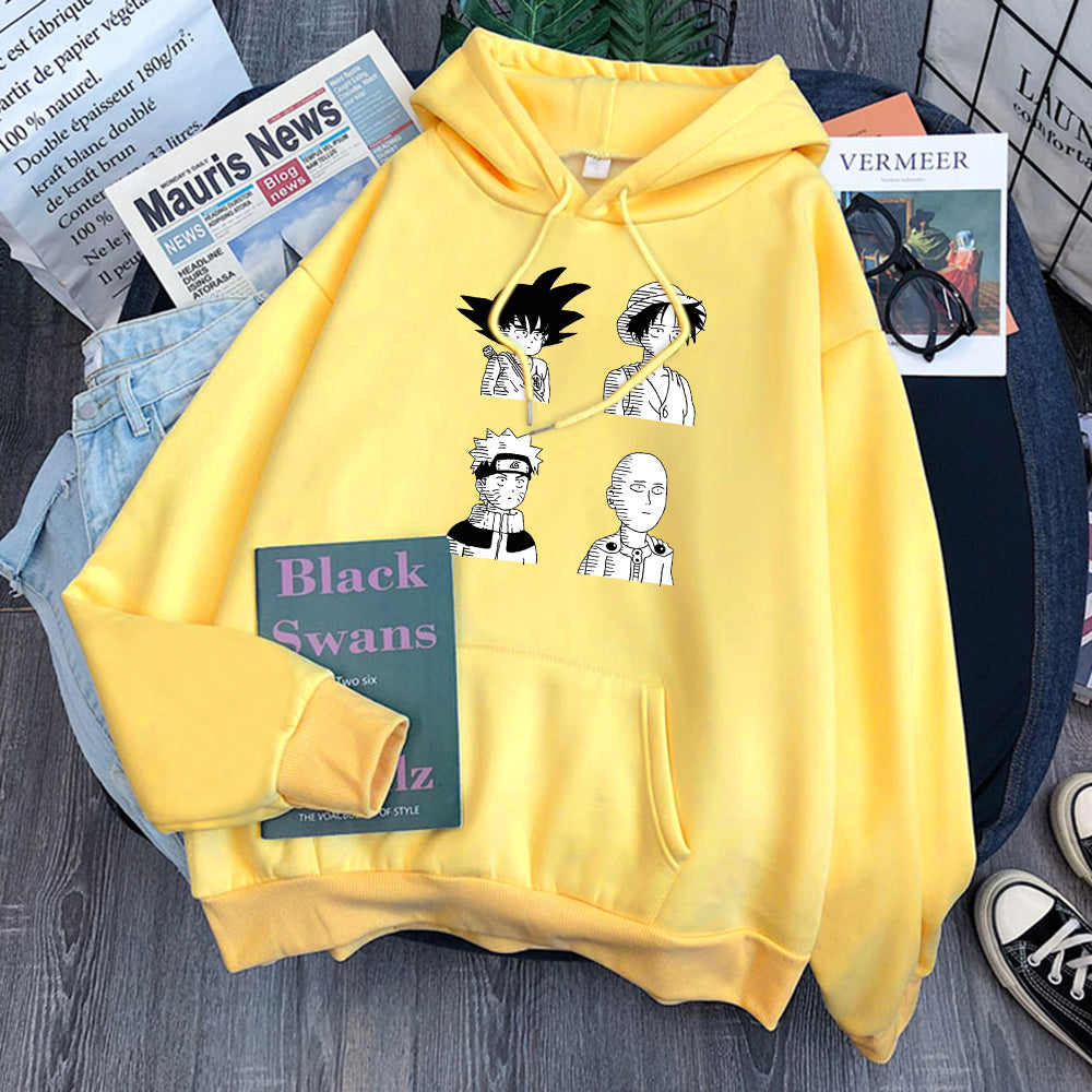 Goku Luffy Naruto and Saitama Hoodie