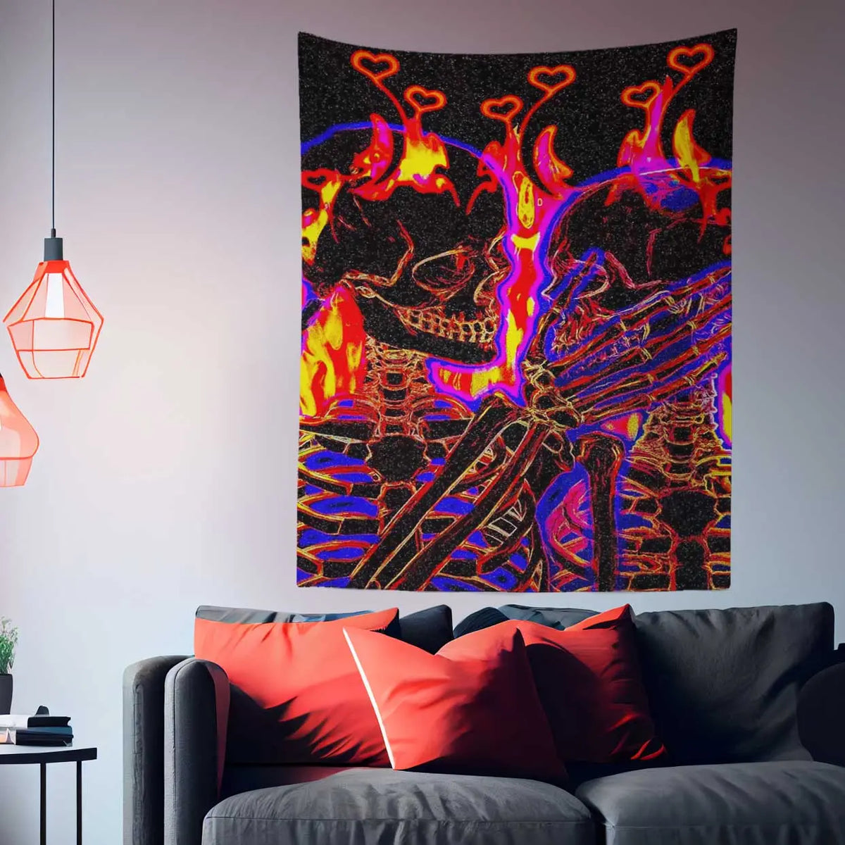 Flaming Skull Lover Tapestry-Taspetry-Wallarts Lab-100cm * 150cm-Monkey Ninja