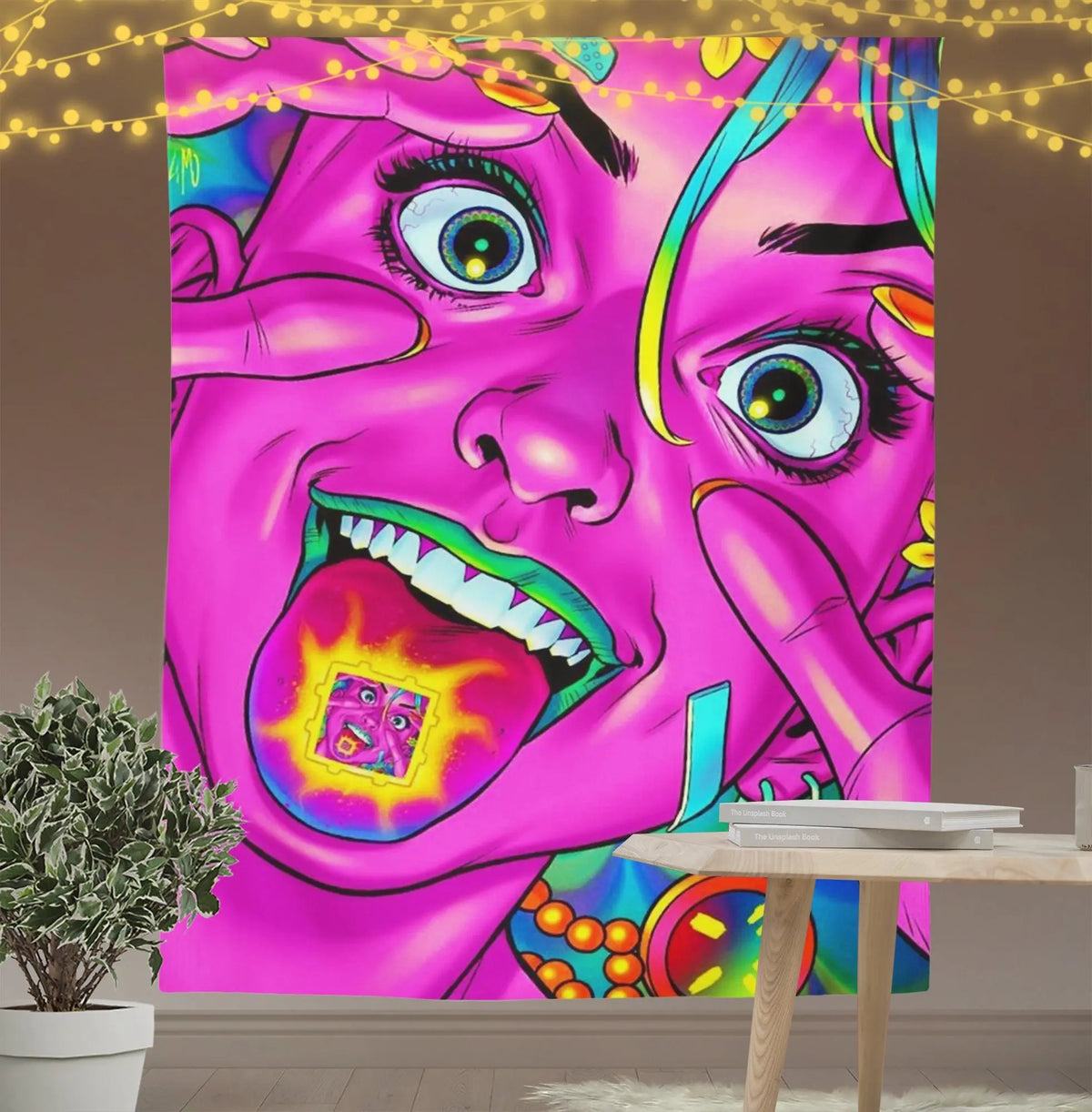 Hippie Acid Girl Tapestry-Taspetry-Wallarts Lab-100cm * 150cm-Monkey Ninja