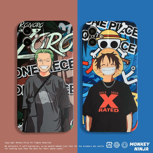 Anime One Piece Luffy Zoro Soft TPU Silicone Phone Case-Phone Case-Monkey Ninja-iPhone X/XS-Luffy-Tempered Glass-Monkey Ninja