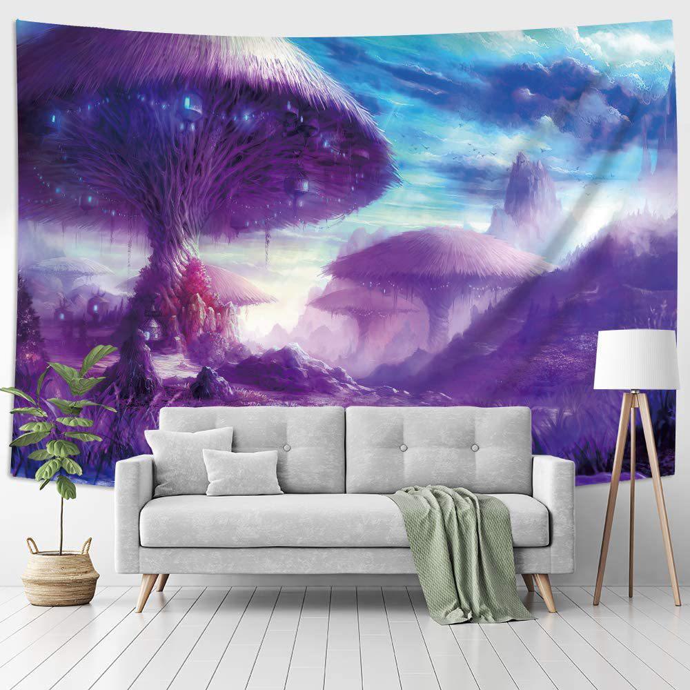 Fantasy Mushroom Forest Pink Mushroom Tapestry