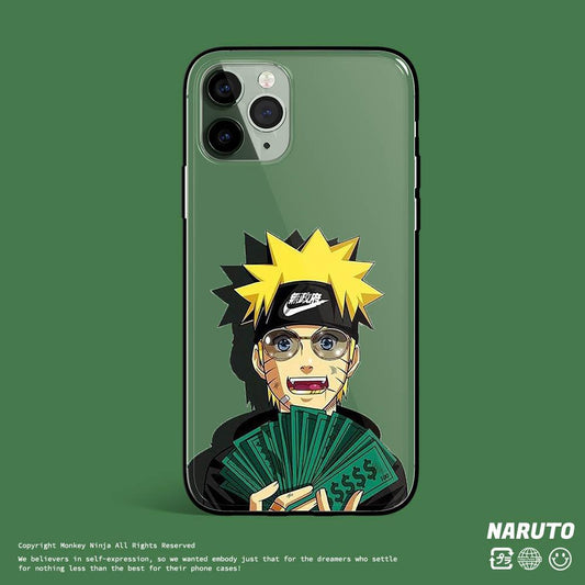 Naruto Young Money & I am Rich Tempered Glass Soft Silicone iPhone Case - 2 Styles-Phone Case-Monkey Ninja-iPhone X/XS-Cham-Tempered Glass-Monkey Ninja