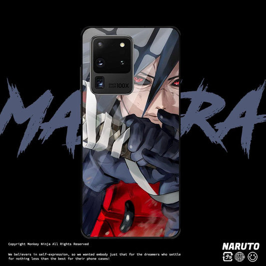 Madara Naruto Anime Hand Draw Tempered Glass Phone Case for Samsung