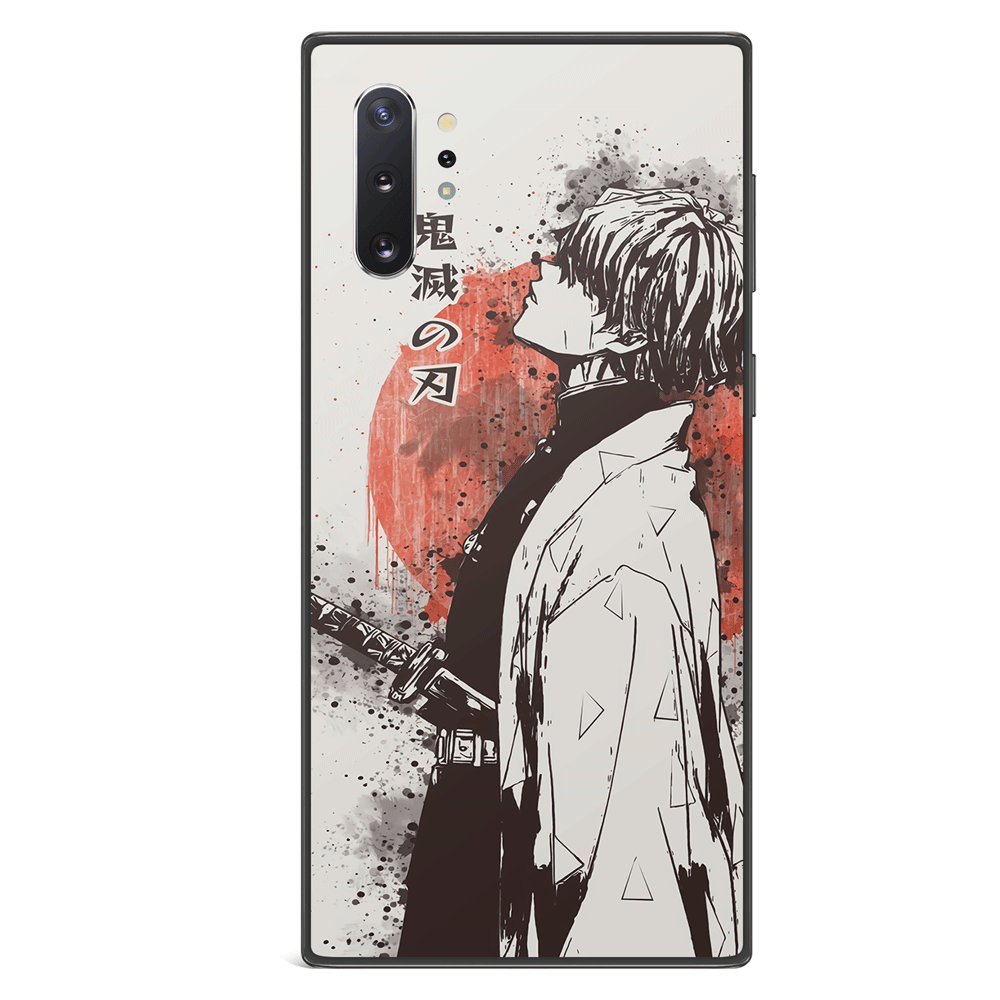 Demon Slayer Zenitsu Japanese Ink Painting Tempered Glass Soft Silicone Samsung Case-Phone Case-Monkey Ninja-Galaxy S9-Monkey Ninja